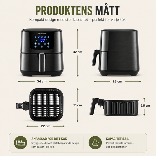 Devanti Airfryer 7 L – Digital varmluftsfritös